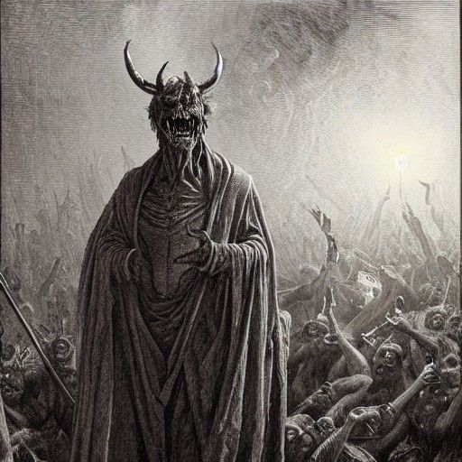 Hellish Politician with Demons in Horror Style