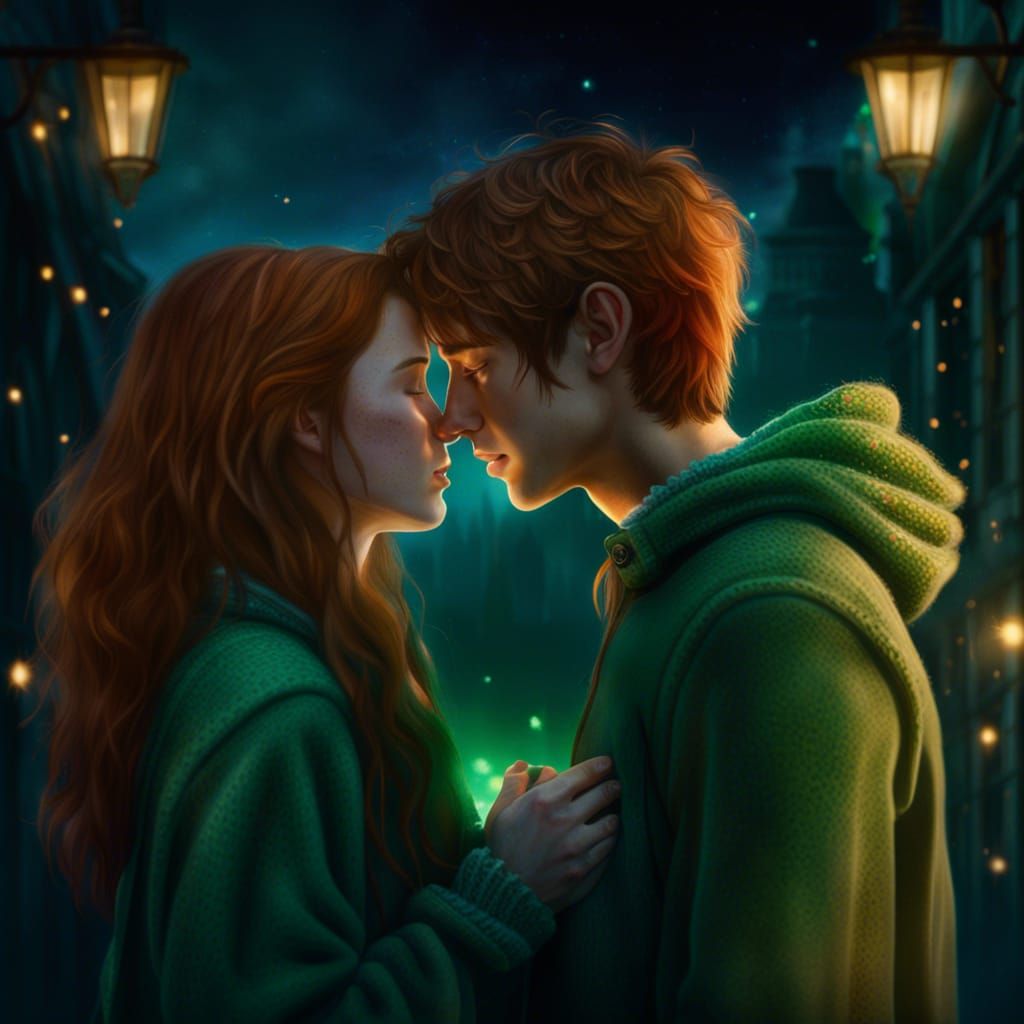 Hogwarts Teen Couple About to Kiss in Twilight