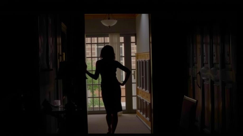 Atmospheric Noir Scene with Elegant Doorway and Silhouette