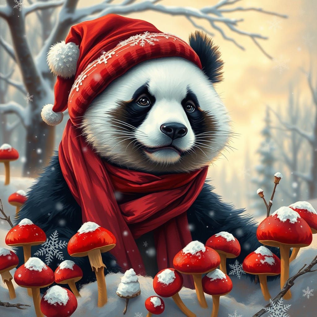 Festive Panda in Winter Wonderland