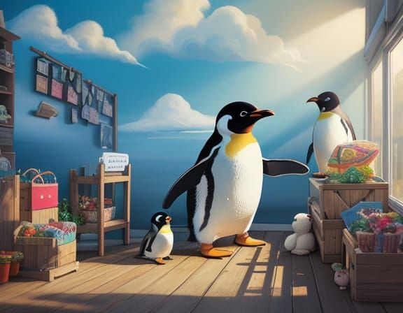 Penguin Runs Whimsical Nursery Play Centre in Oil Painting S...