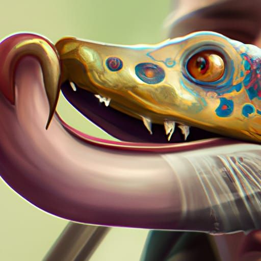 Detailed Lamprey Hickey Portrait in Art Nouveau Style