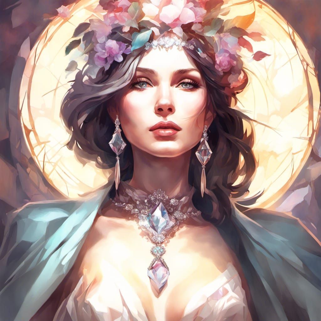 Woman in Diamond Jewelry: Detailed Portrait