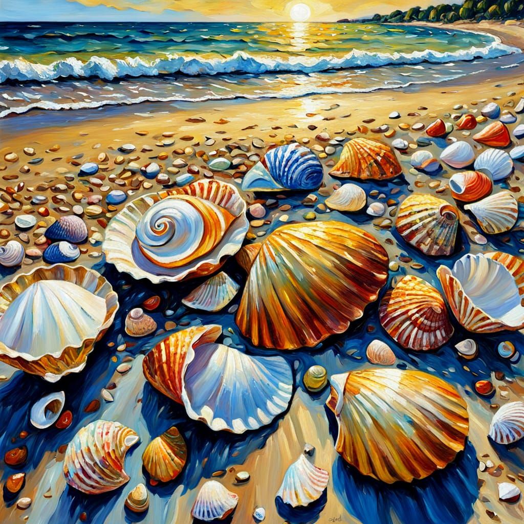 Sally Sells Seashells: A Neo-Impressionist Oil Painting