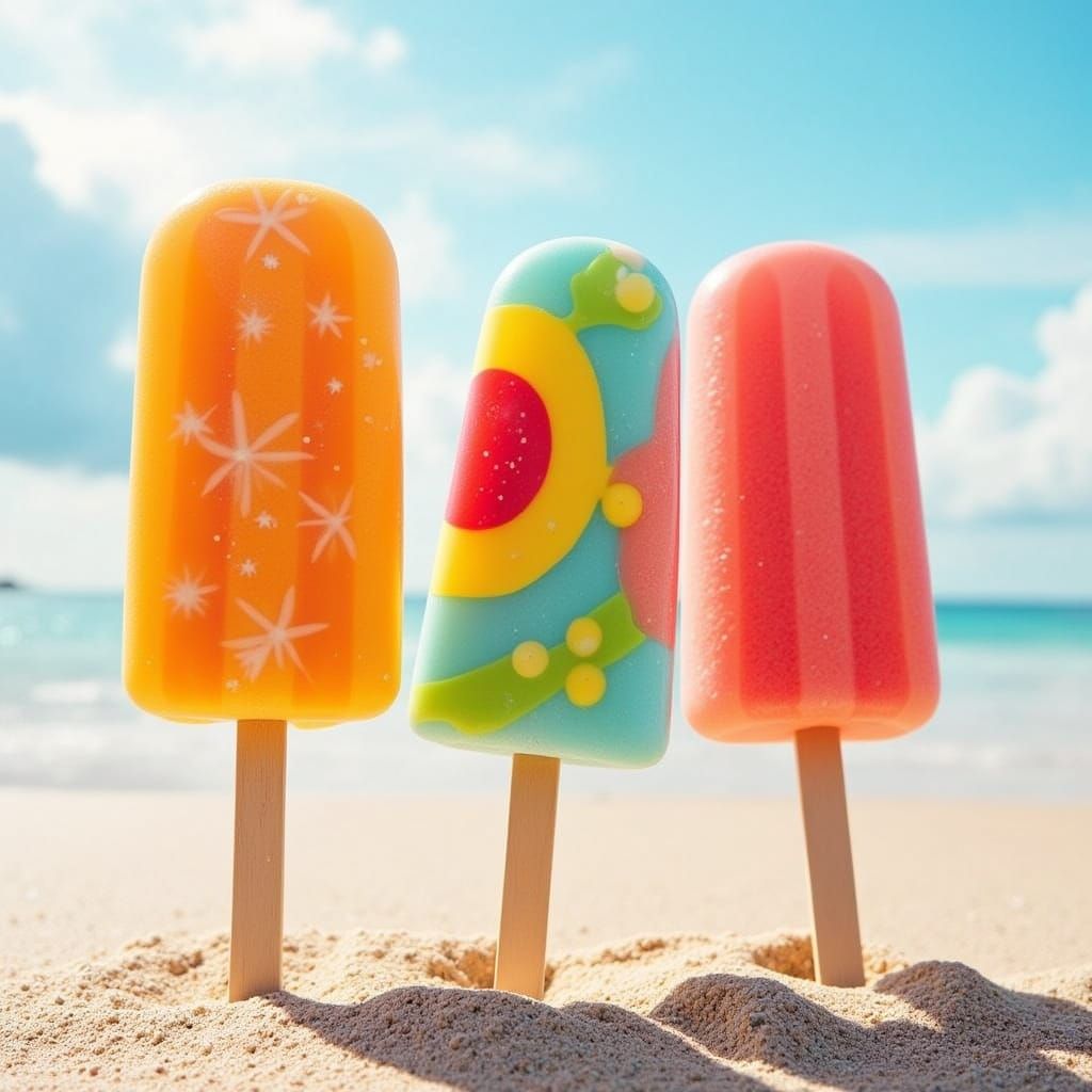 Fanta Ice Lollies on a Sunny Beach