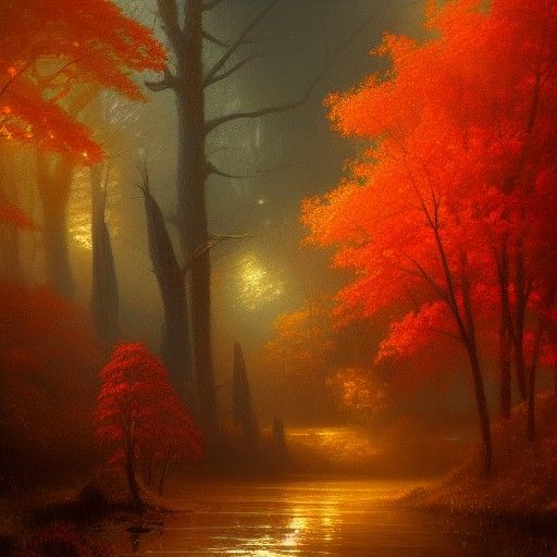 Ethereal Autumn Angel in a Detailed Oil Painting