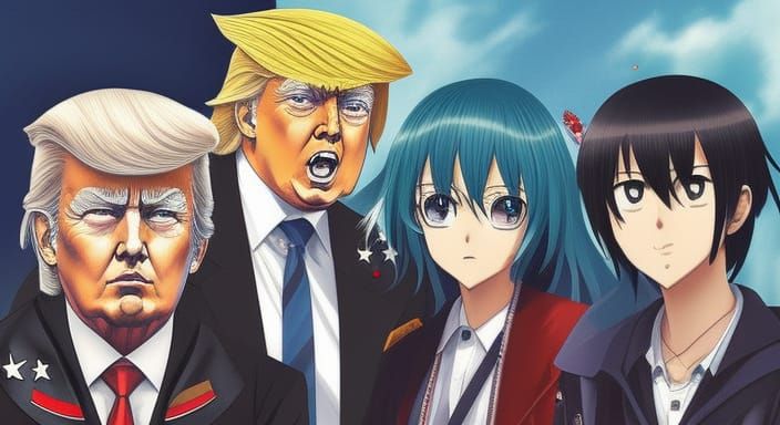Trump as Hipster in Anime Style