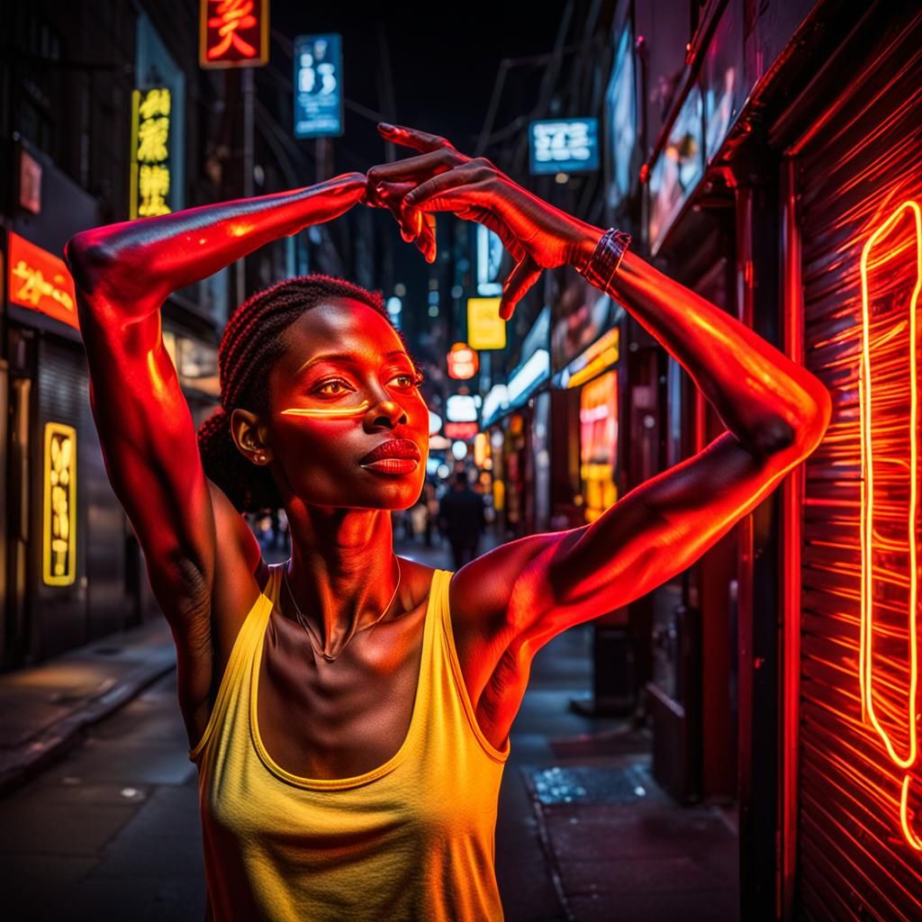 Neon Street Artist Performance in Vivid Light