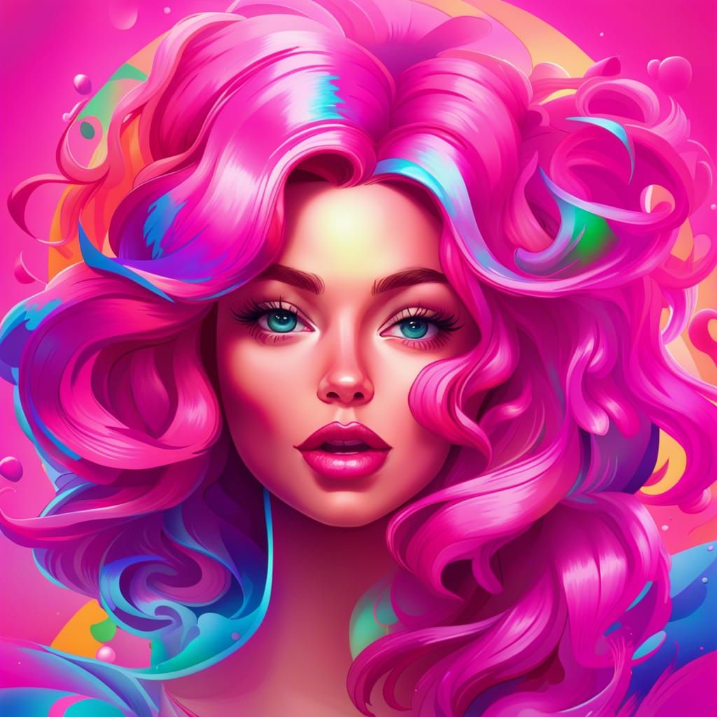 the pink ladies in the style of lisa frank