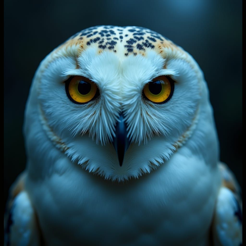 Mysterious White Owl Portrait in Cinematic Style