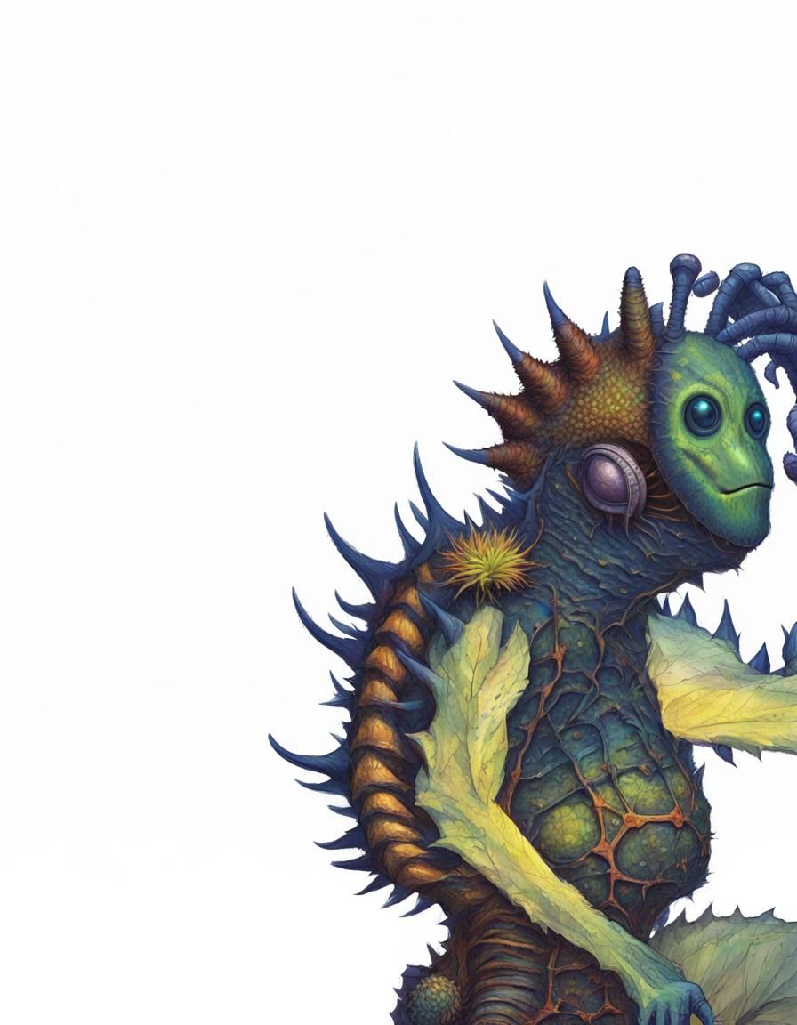 Spiny Alien Profile with Antennae