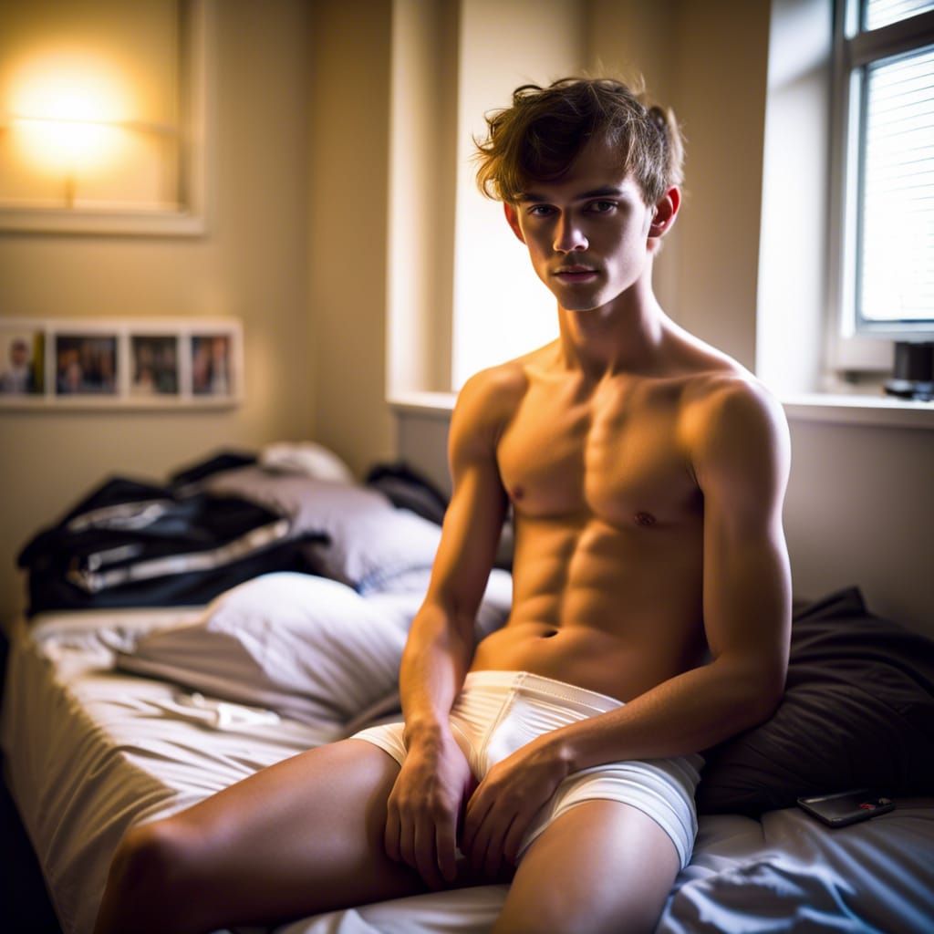 College Lad Portrait in Washed Out Film Style