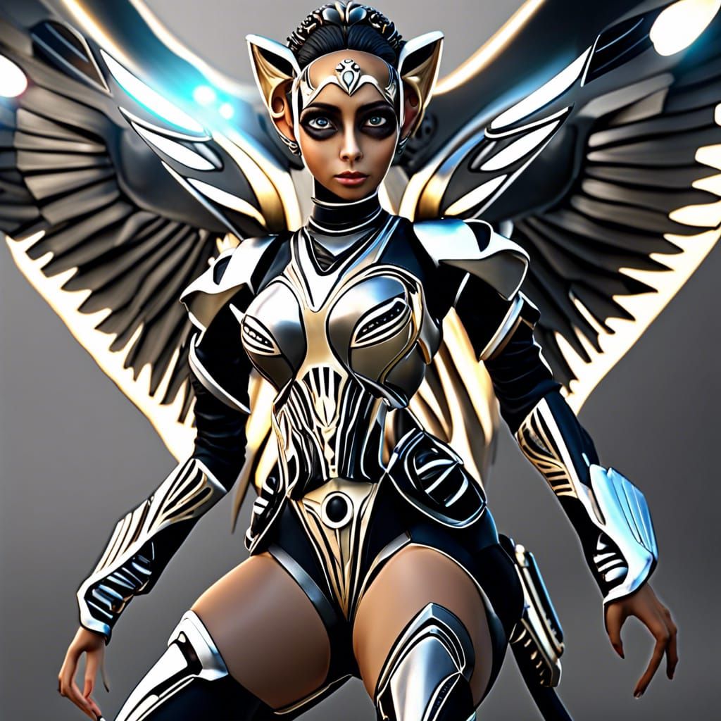 Lemur Anthropomorph Flying in Sky with Armor