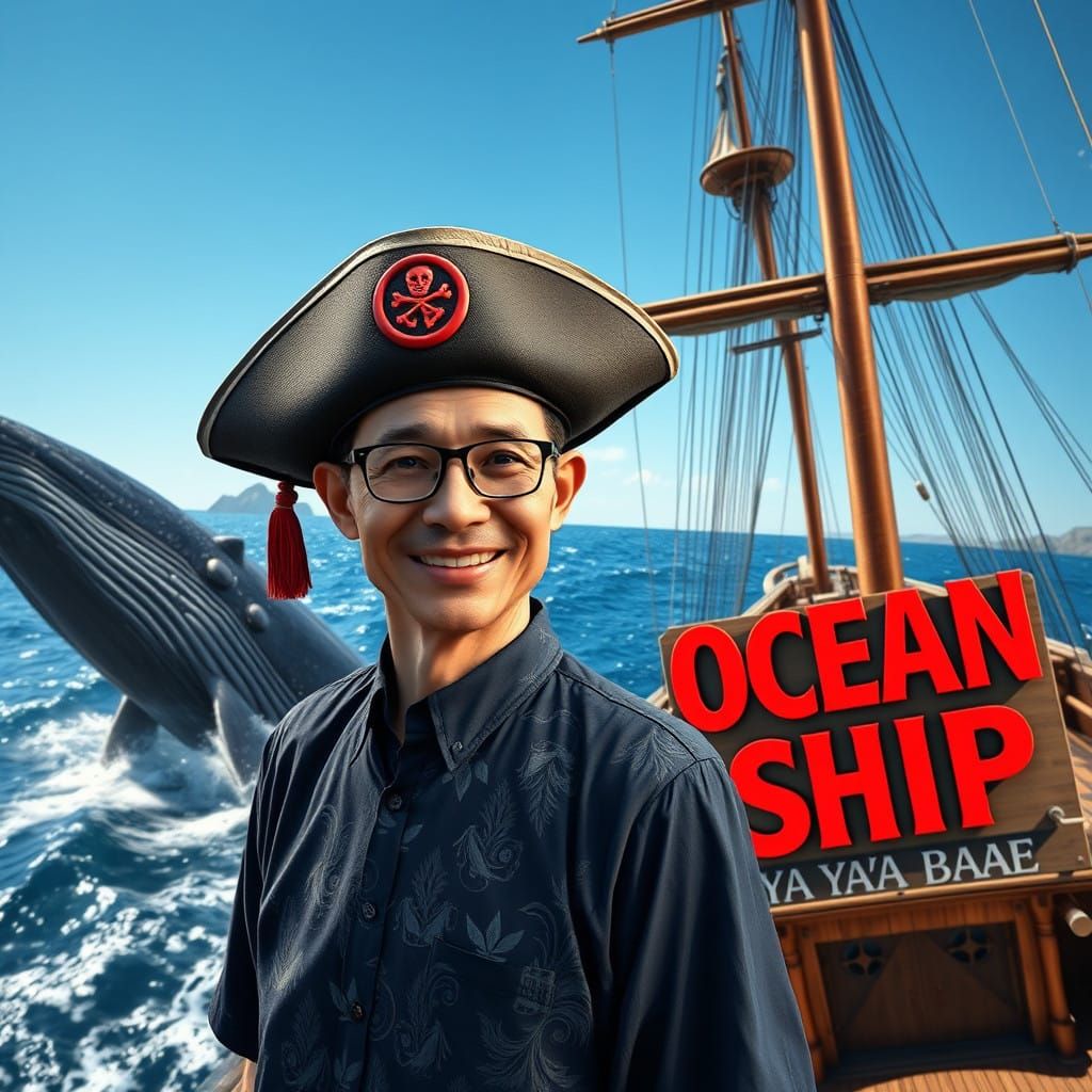 A Smiling Indonesian Pirate in 18th-Century Regalia, Inspire...