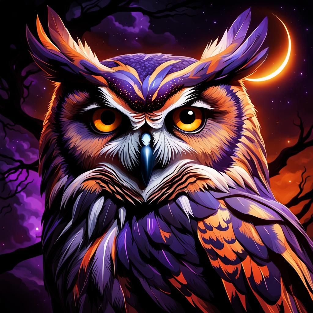 Owl of Cosmic Darkness in Twisted Branch Perch