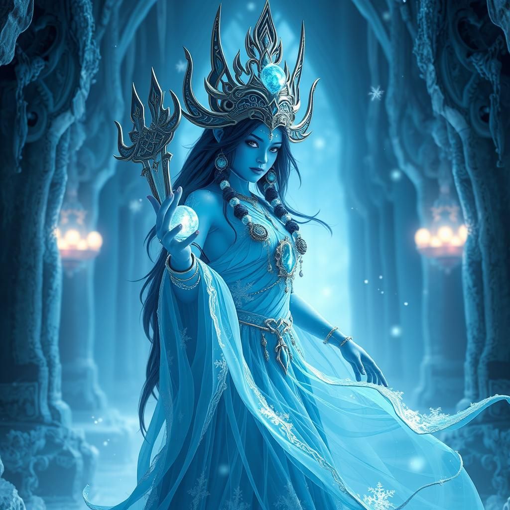 Icy Shiva in Mystifying Temple: 3D Anime Art