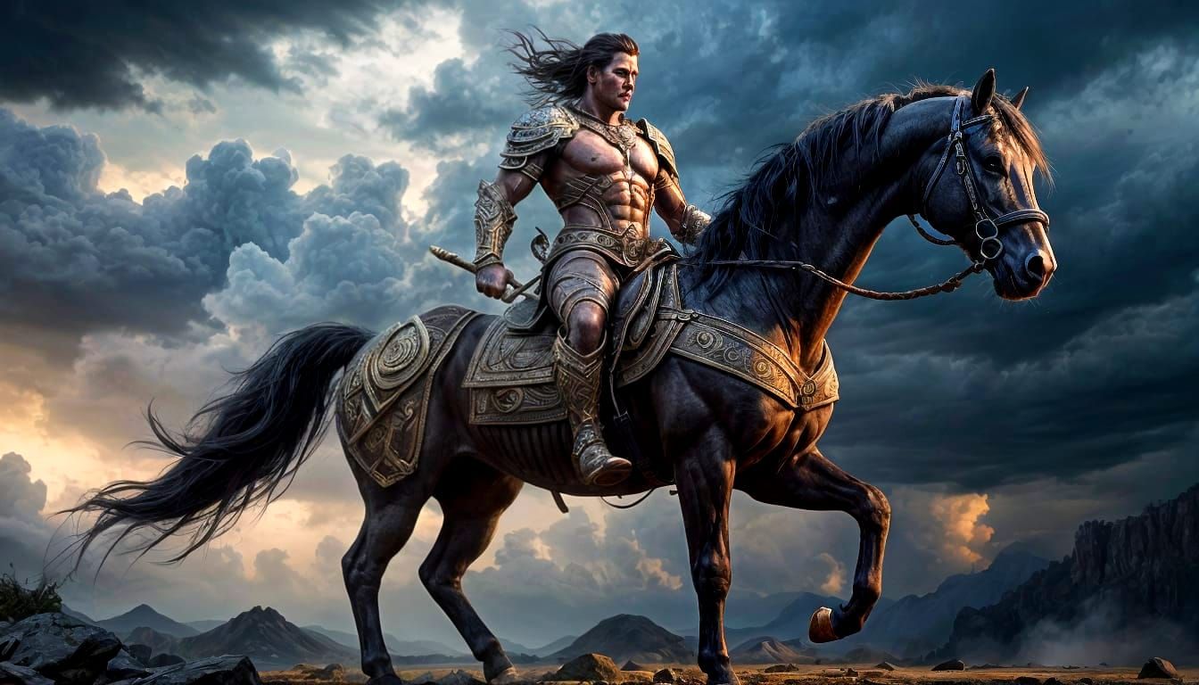 Muscular Centaur Warrior in Epic Cinematic Digital Matte Pai...