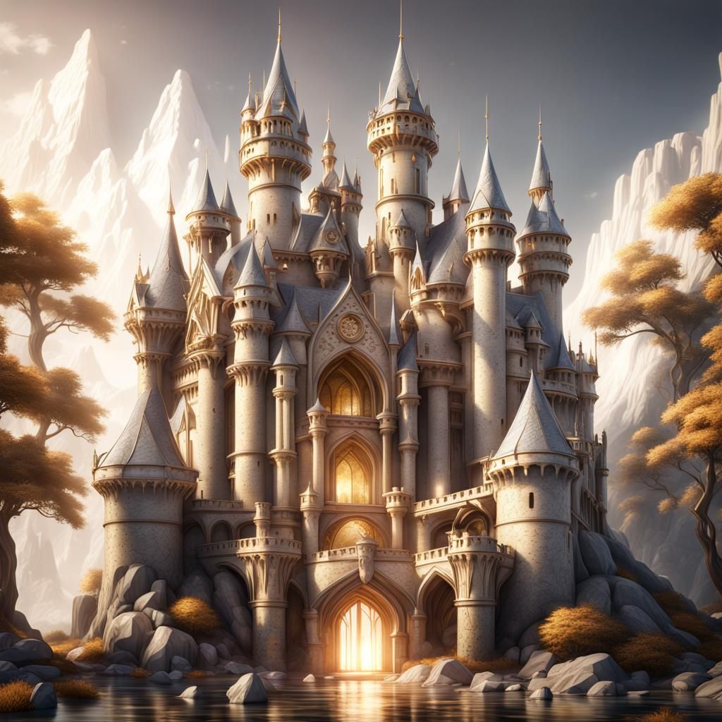 Majestic Fantasy Castle with Glass Designs