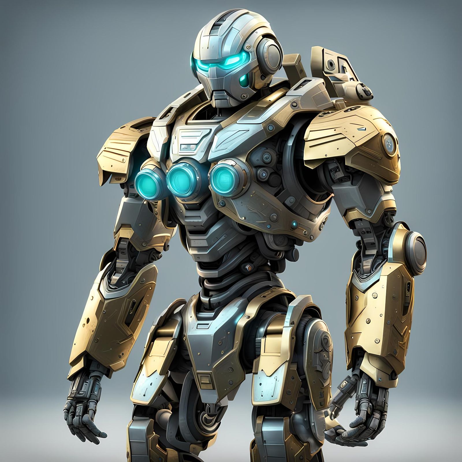 Hero Robot with Photoluminescent Armor in 3D