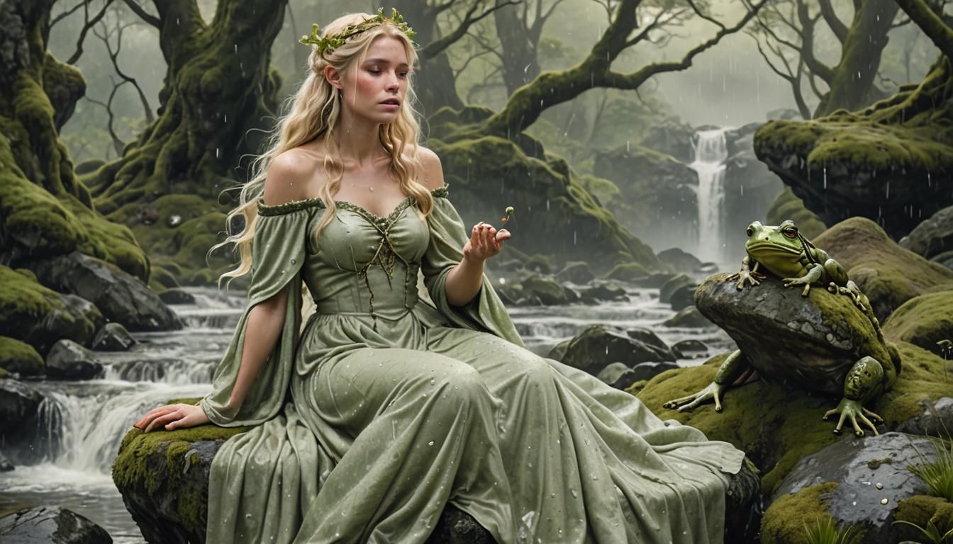 Druid and Singing Frog in Fantasy Art