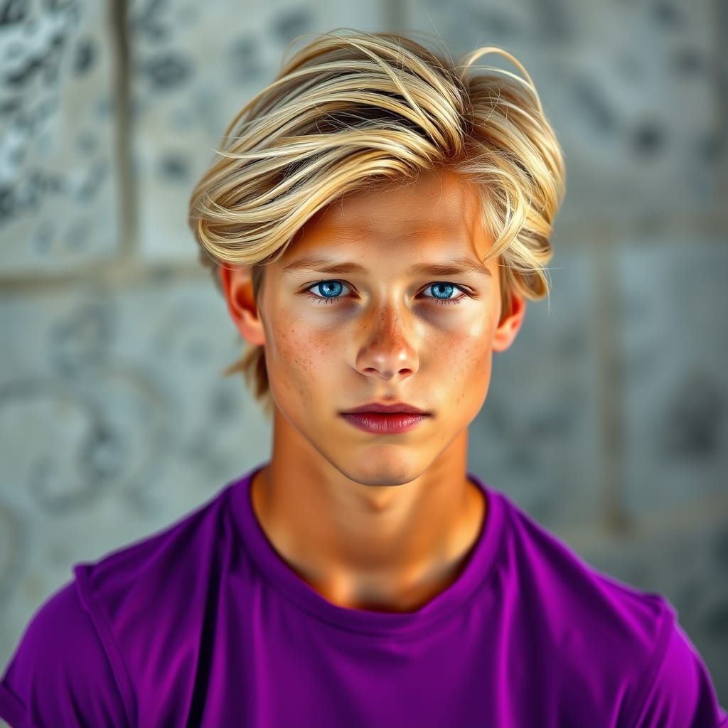 Youthful Male Figure in Vibrant Colors