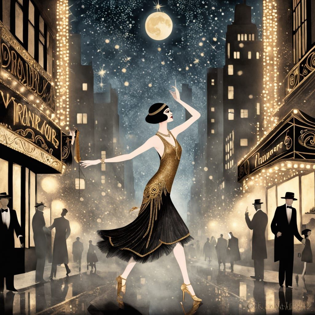 1920s NYC Speakeasy Scene in Art Deco Style