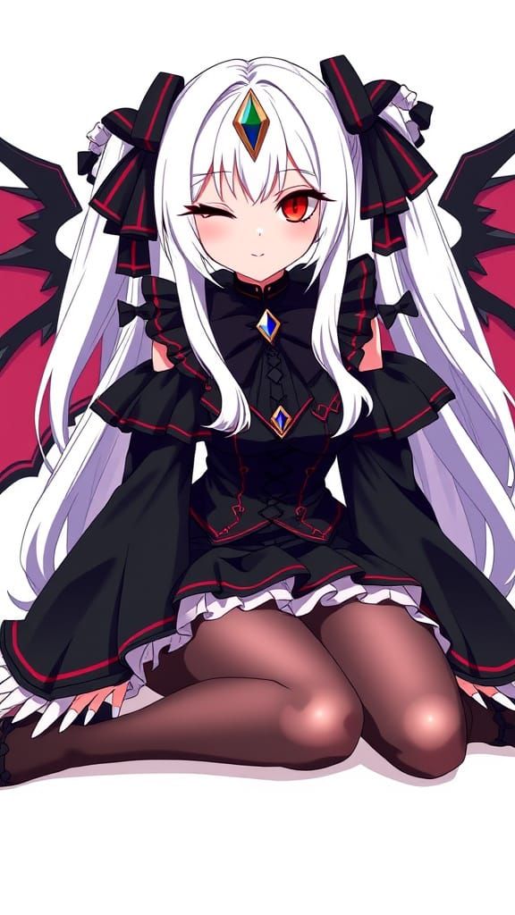 Vatista Anime Girl with Wings in Flat Color Style