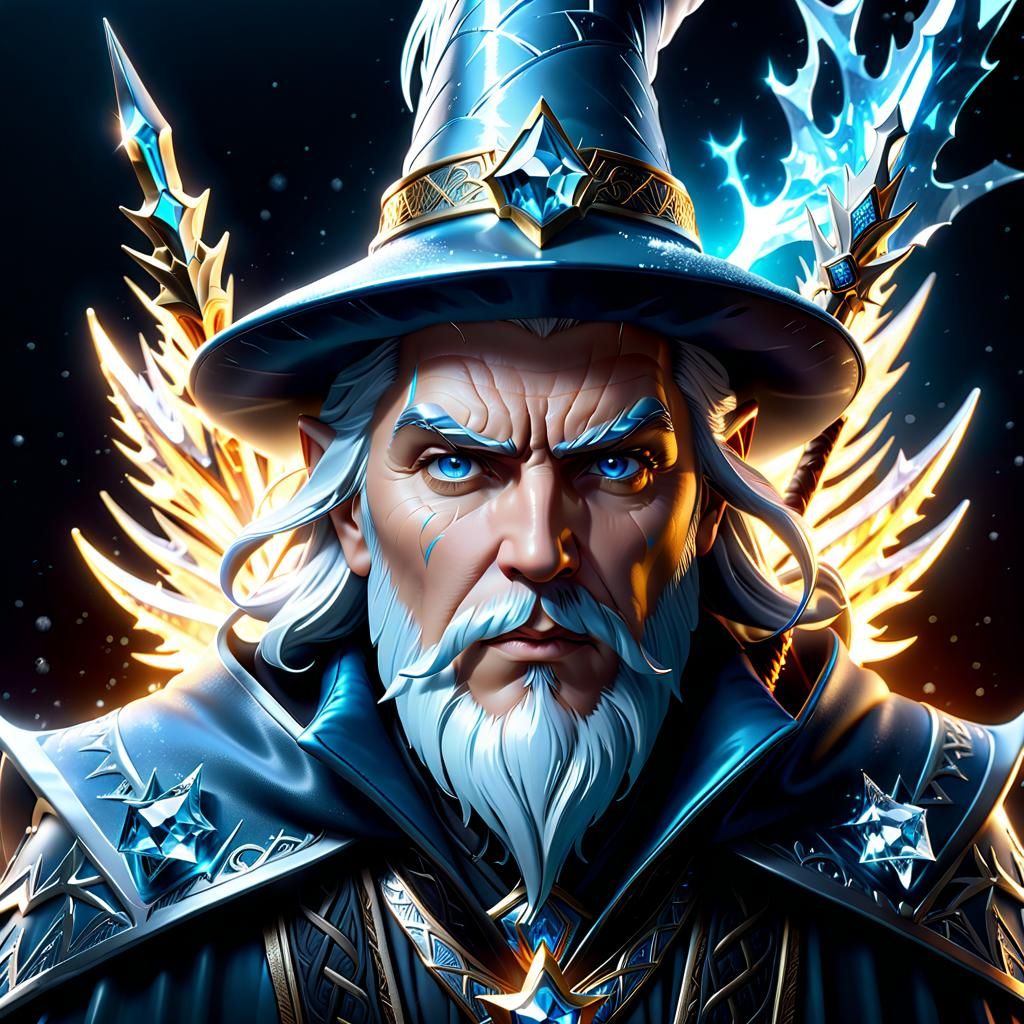Hyperrealistic 3D Portrait of an Ice Wizard