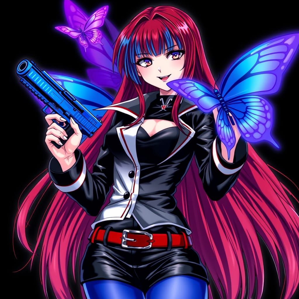 Anime Girl Villain Under Purple Butterfly's Control