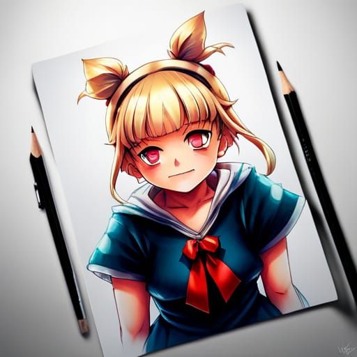 Himiko Toga in Sailor Uniform, Anime Style