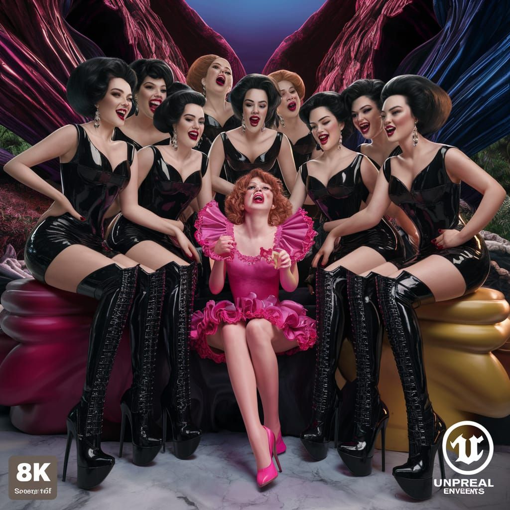 Equestrian Women Laughing in a Fantastical Landscape