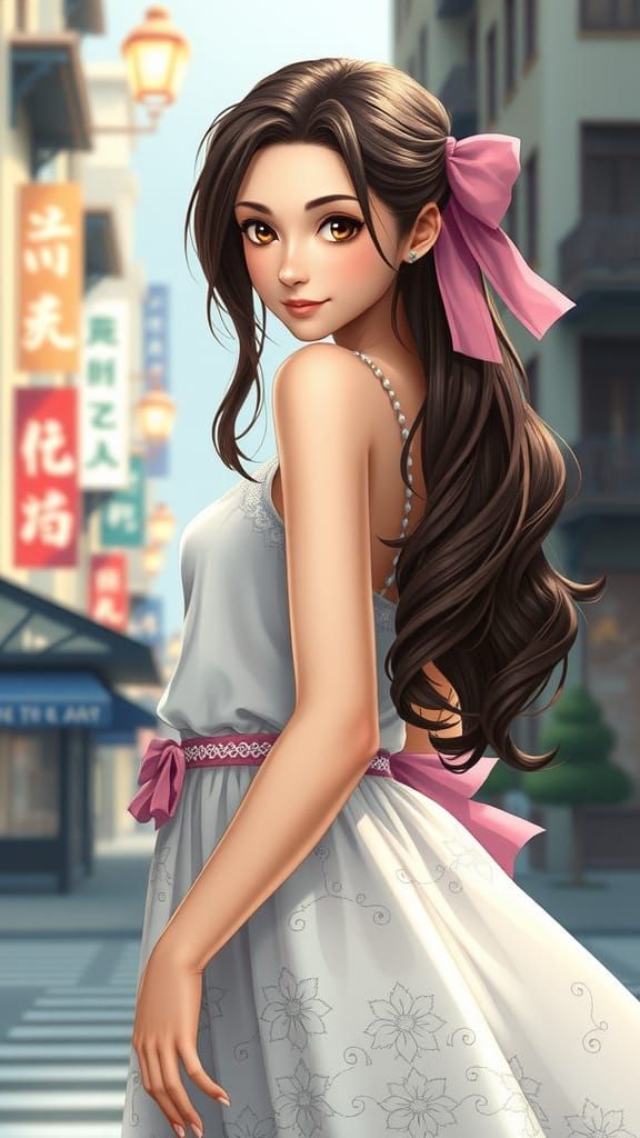 Ethereal Aerith in Whimsical Hyperrealistic Style