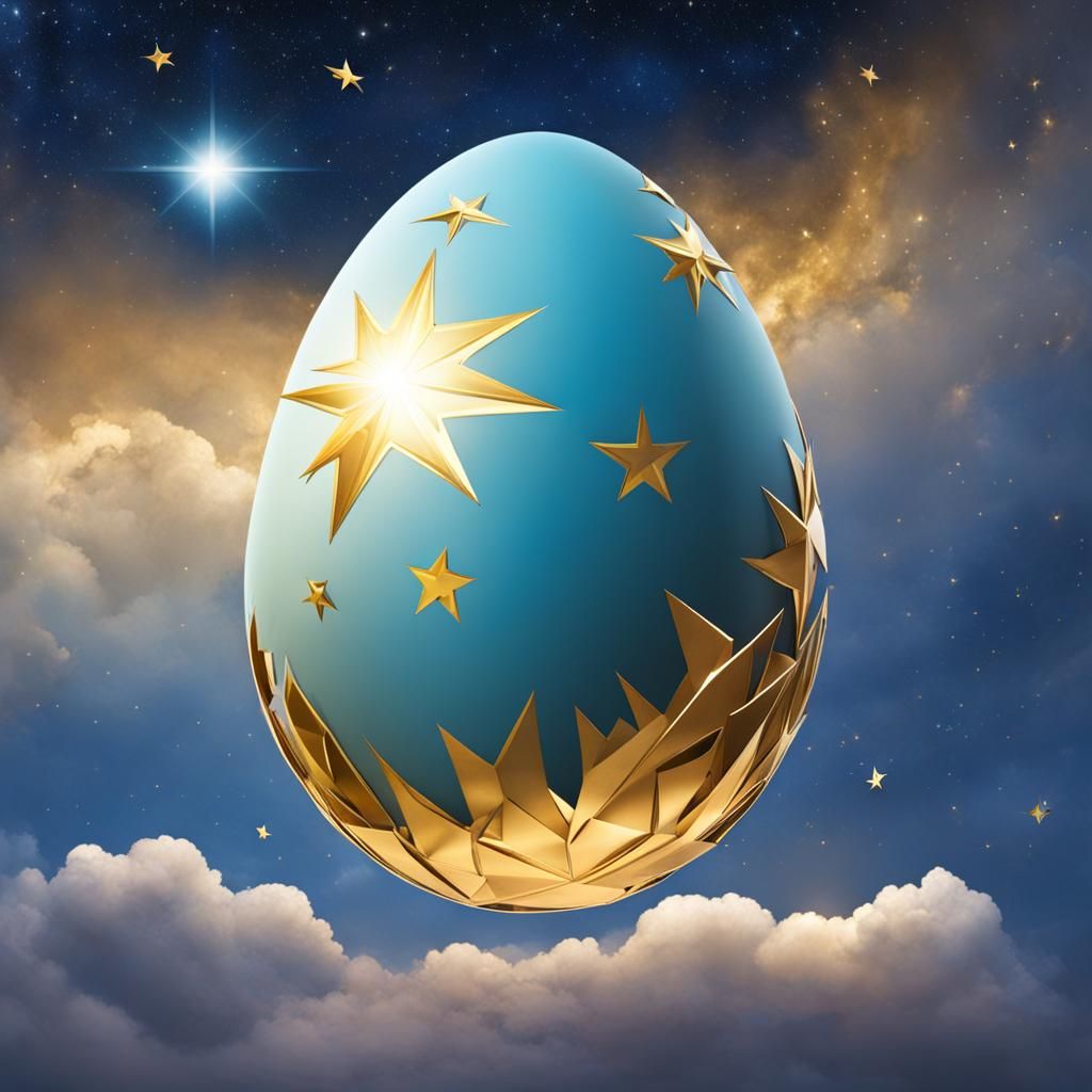 Surreal Star Egg Floating in the Sky