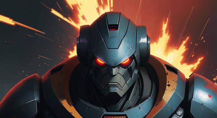 robot head shot with heavy machine gun fire fleck