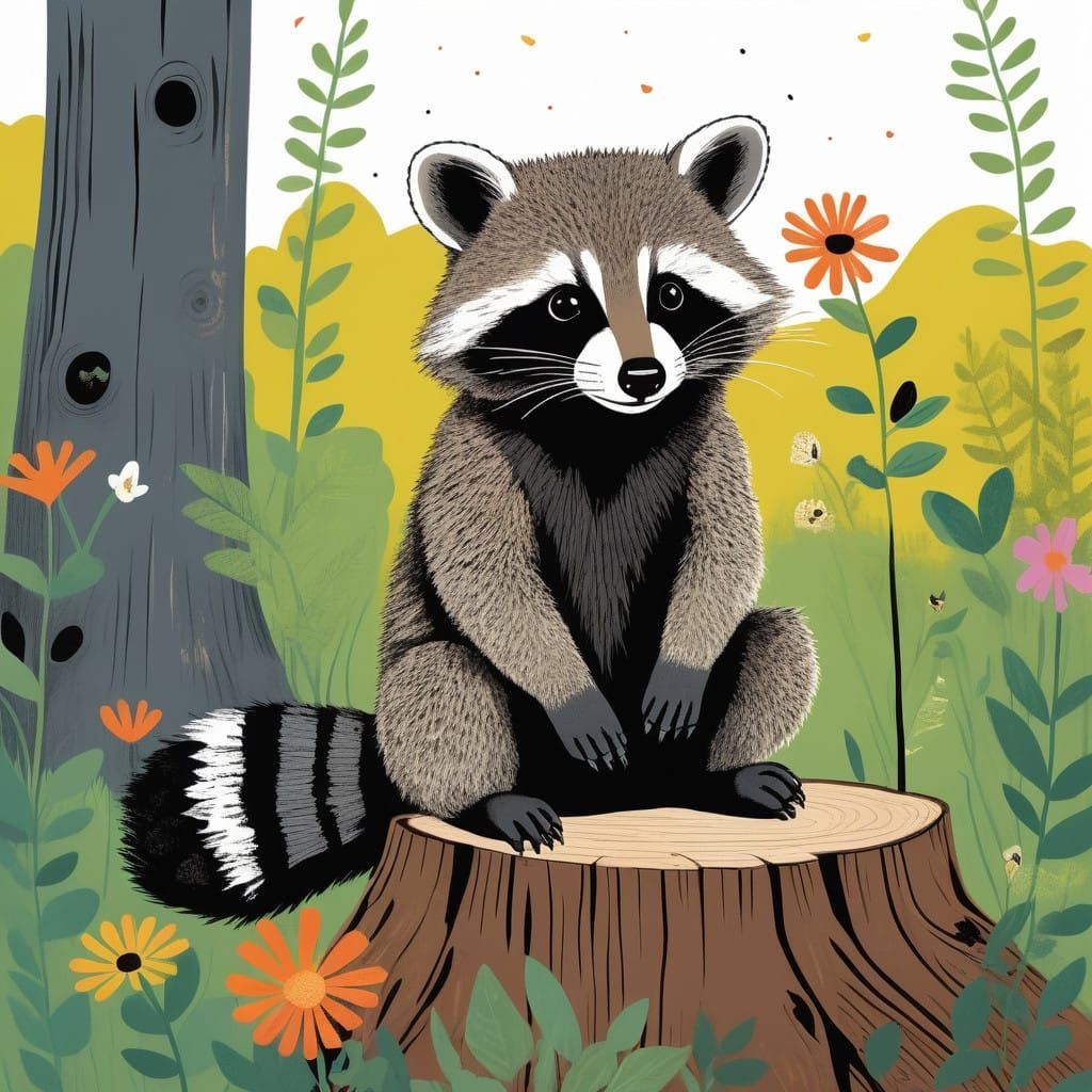 Quokka Puppy Raccoon Hybrid Delights in Sunny Woodland Scene