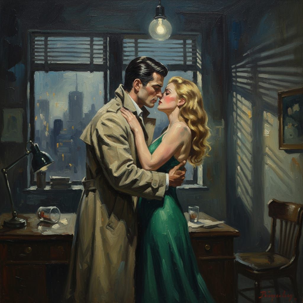 Film Noir Romance in Impressionist Style