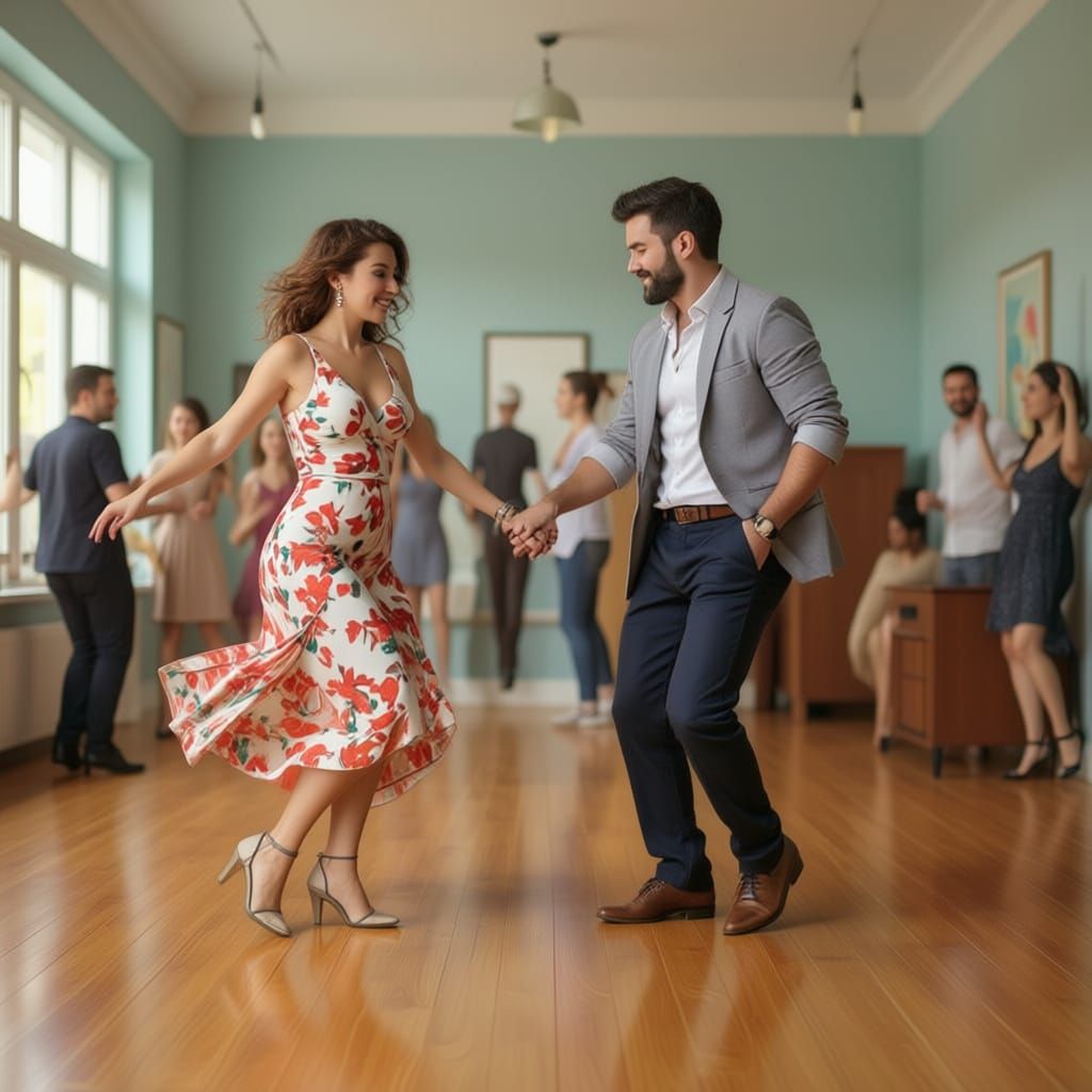 Dynamic Dance Duo in Hyper-Realistic Style