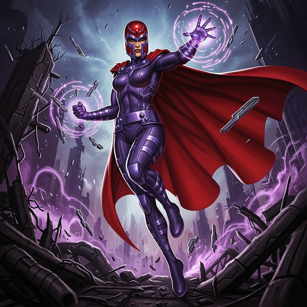 Female Magneto in Comic Book Style