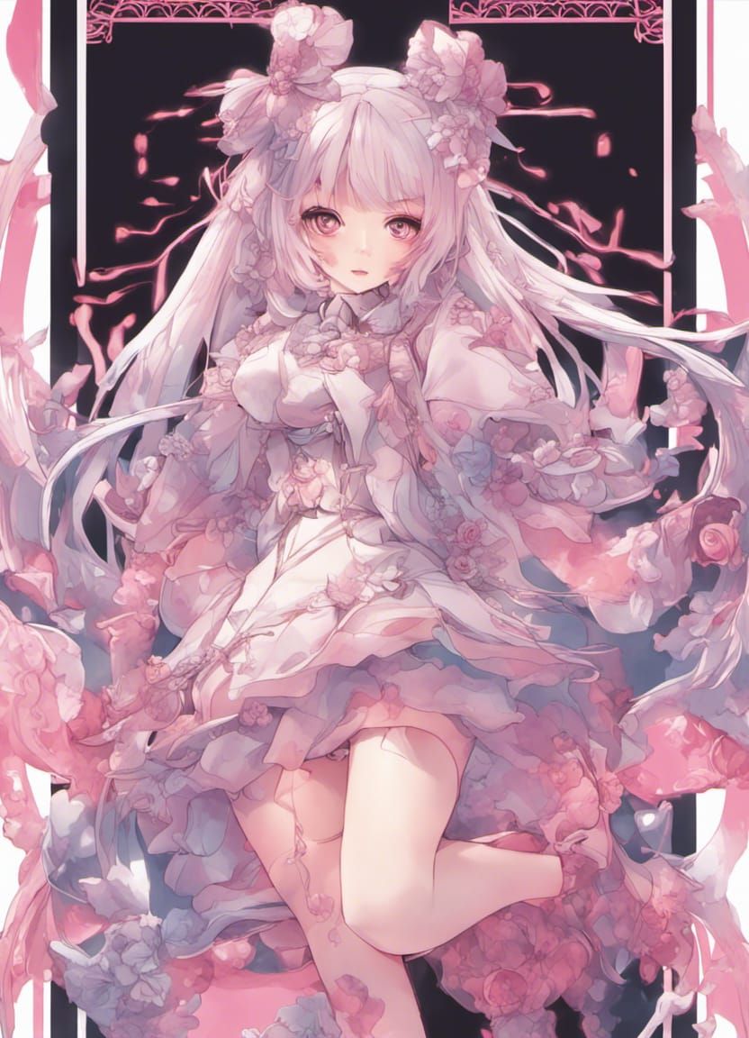 Carnival Girl with Tarot Cards in Kawaii Style