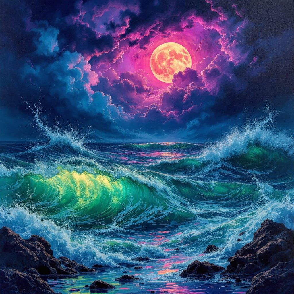 Strawberry Moon Storm with Vibrant Colors