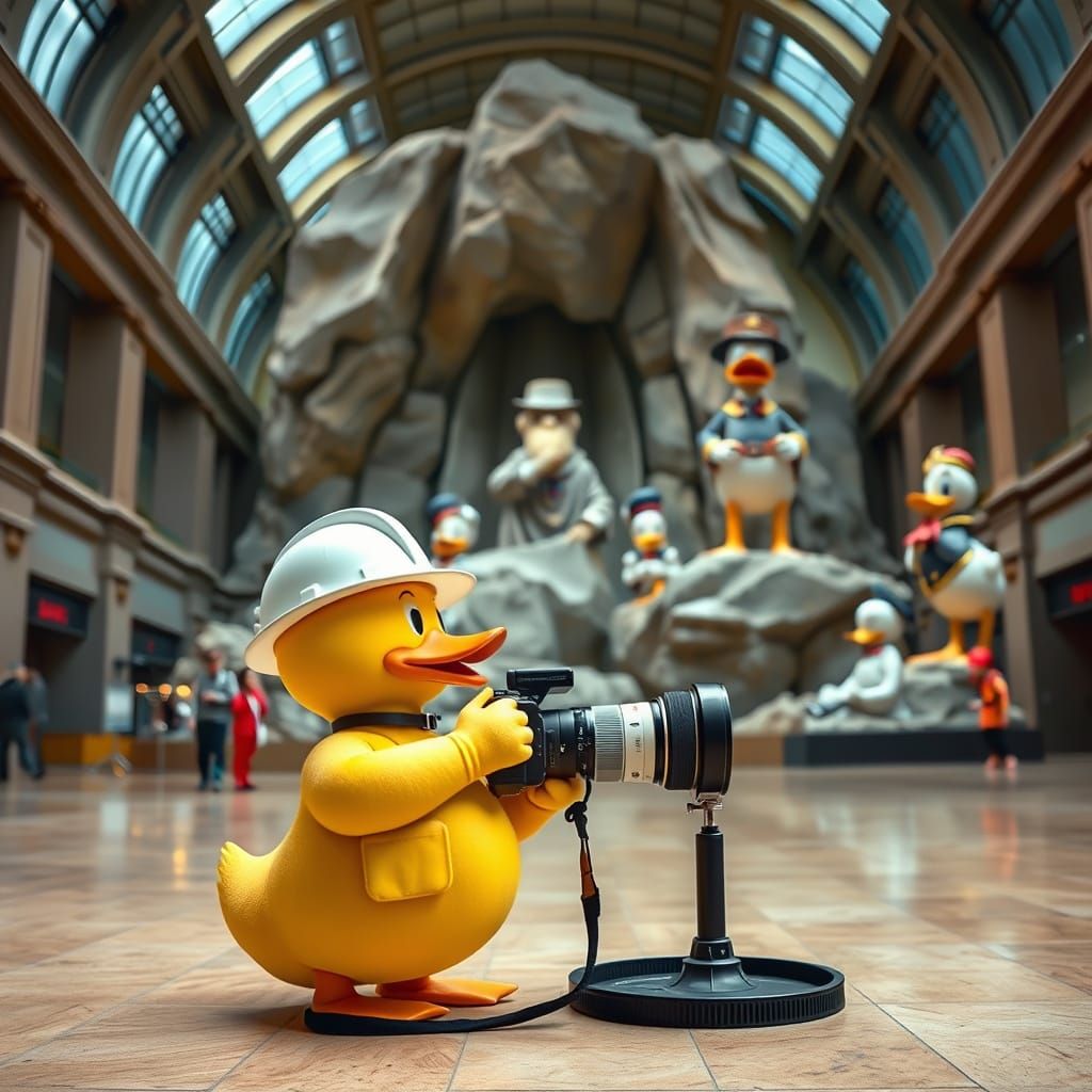 Duck Photographer in Museum Hall Captures Quack-tastic Rock ...