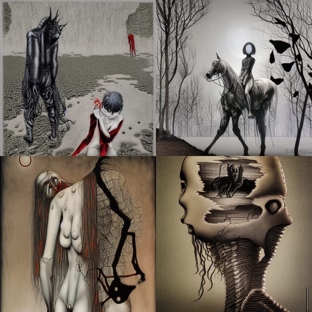 Headless Horseman in Dark Surrealist Style