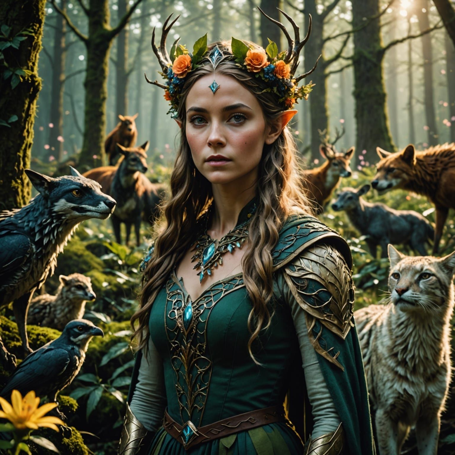 Ethereal Elven Princess in Whimsical Forest Realm