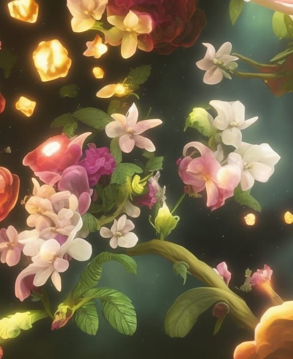 Sci-Fi Alien Zen Garden with Cosmic Sky