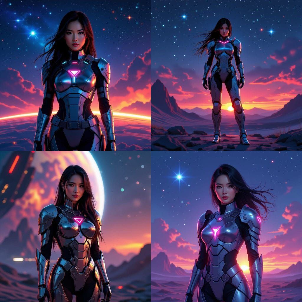 Asian Woman on Planet in Sci-Fi Digital Art