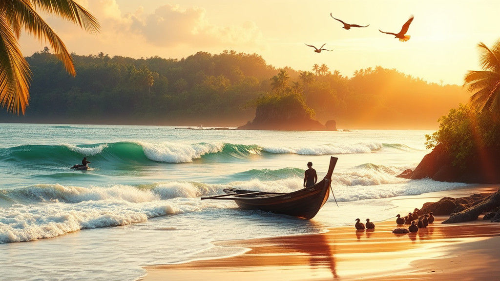 Idyllic Indonesian Beach Scene at Sunset