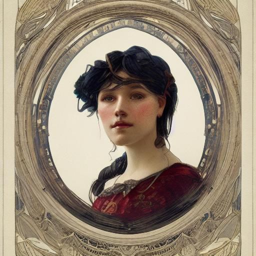 Detailed 1800s Portrait in Art Nouveau Style