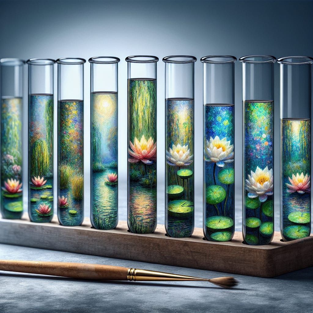 Monet Water Lilies in Test Tubes: Impressionist Fusion