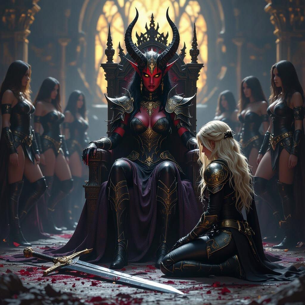 Demon Queen's Victory in Dark Fantasy Style