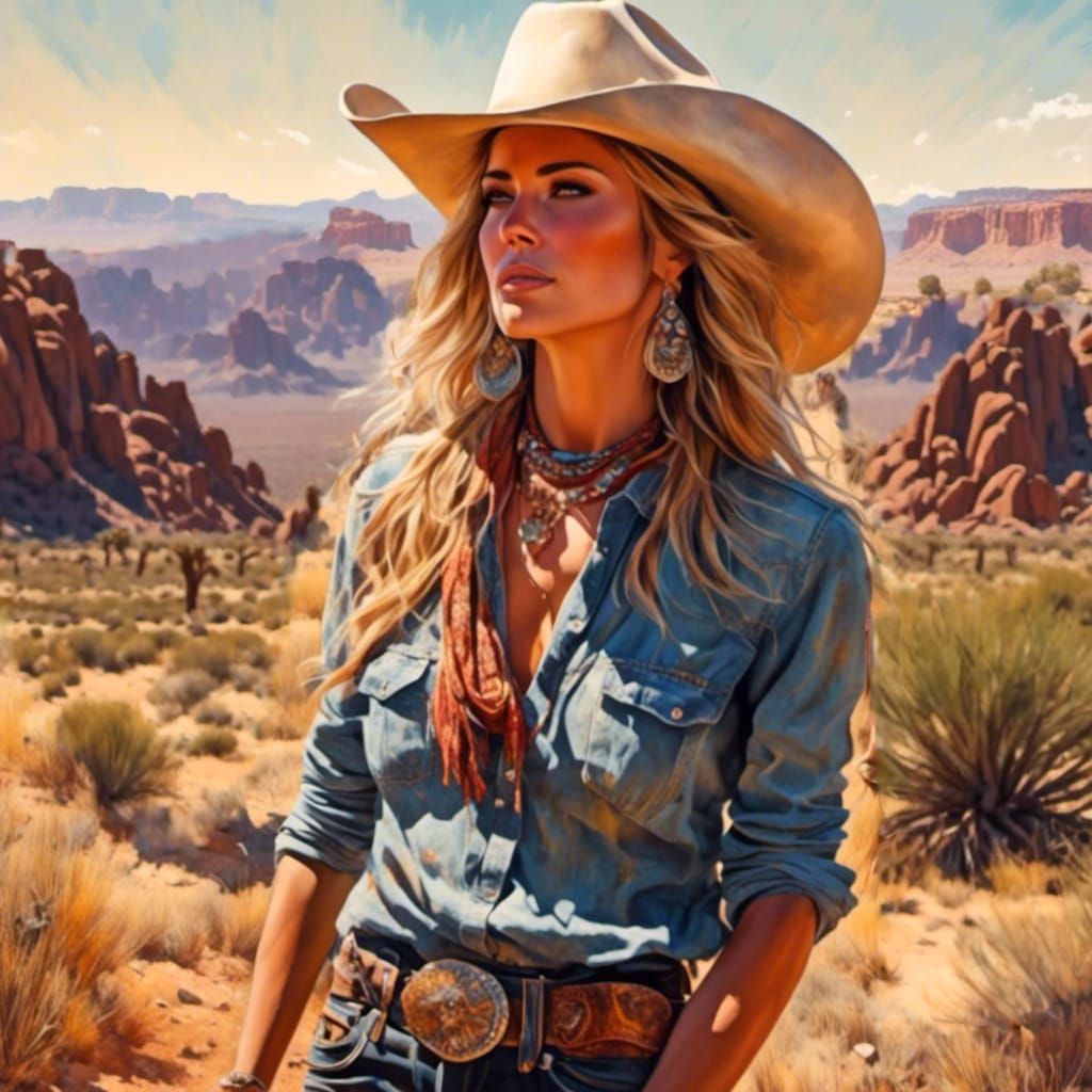 Country Singer at Joshua Tree: Hyperrealistic Splash Art